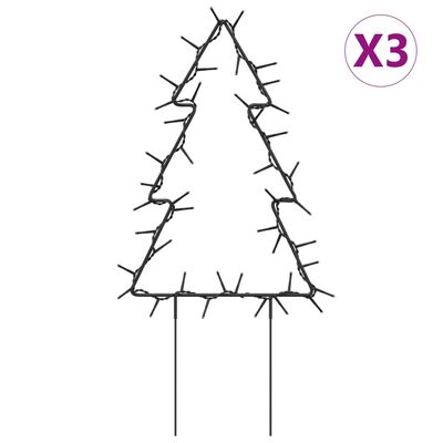 vidaXL Julträd 3 st med spett 50 LEDs 30 cm