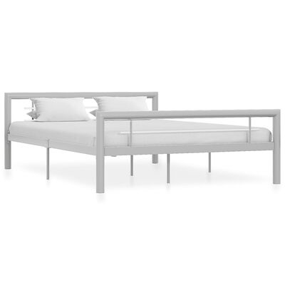 vidaXL Sängram grå och vit metall 140x200 cm