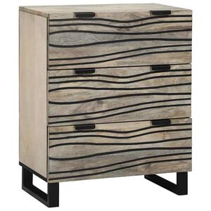 vidaXL Sideboard med l&aring;da Vit 60 x 33.5 x 75 cm Massivt Mangotr&auml;