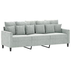 vidaXL 3-sitssoffa ljusgr&aring; 180 cm sammet