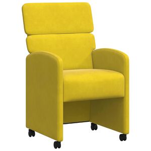 vidaXL Matstolar med hjul 2 st Sammet Gul 58 x 65 x 98 cm