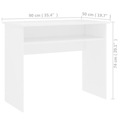 vidaXL Skrivbord vit 90x50x74 cm spånskiva