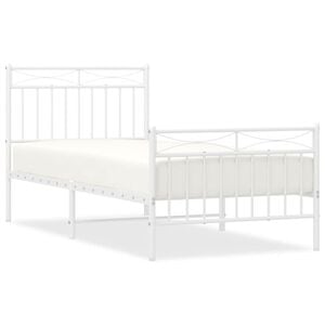 vidaXL S&auml;ngram med huvudgavel och fotgavel vit metall 90x190 cm