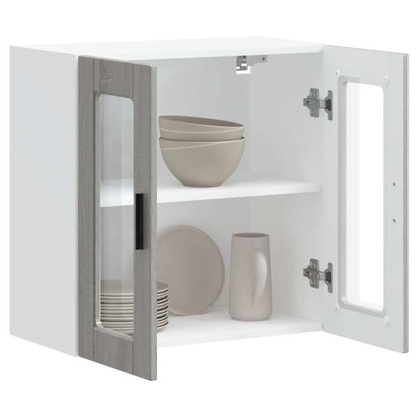 vidaXL Väggskåp för kök med glasdörr Porto grå sonoma