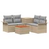 vidaXL Soffset 6 st 4-sits Beige och Ljusgr&aring; Poly Rattan och st&aring;l