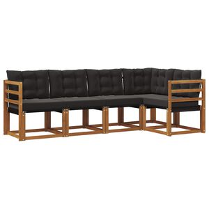 vidaXL Utomhussoffset med kudde 5 pcs Naturlig och svart