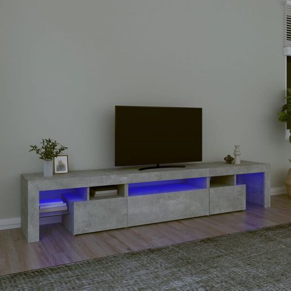 vidaXL Tv-bänk med LED-belysning betonggrå 215x36,5x40 cm