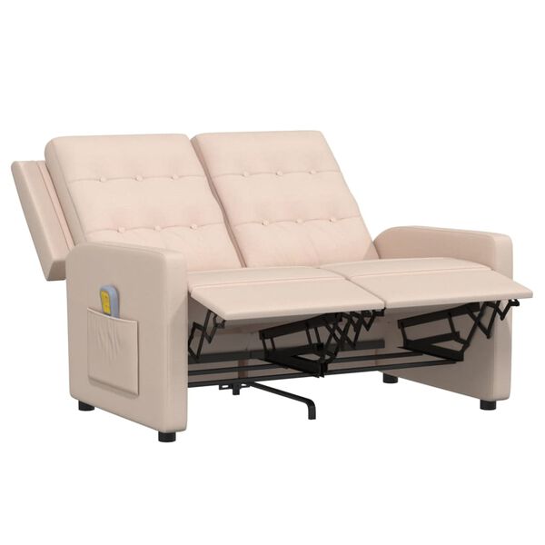 vidaXL Massagefåtölj 2-sits gräddvit tyg