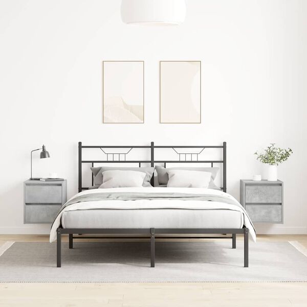 vidaXL V&auml;ggmonterade s&auml;ngsk&aring;p 2 st betonggr&aring; 38x34x40 cm