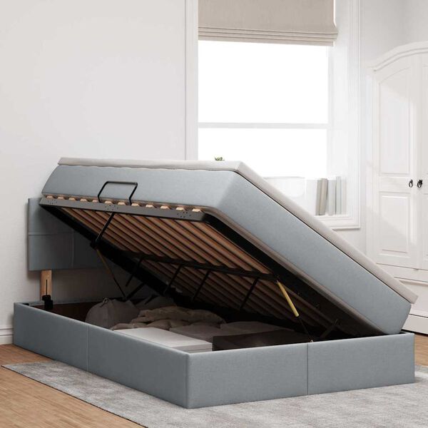 vidaXL F&ouml;rvaringss&auml;ng med madrass Ljusgr&aring; 120 x 190 cm Konstruerat tr&auml;