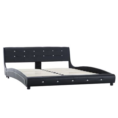 vidaXL Säng med madrass svart konstläder 160x200 cm