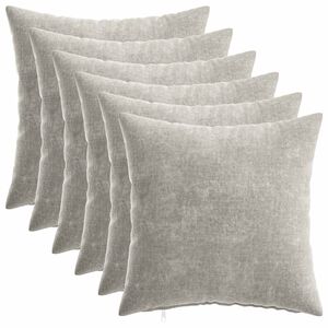 vidaXL Kudd&ouml;verdrag 6 st HEERLEN Ljusgr&aring; 30 x 30 cm Chenilletyg