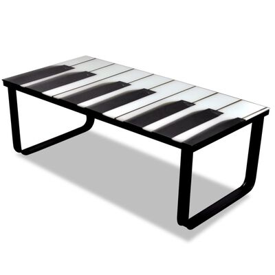 vidaXL Soffbord med pianotryck glasskiva