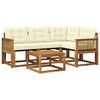 vidaXL Utomhussoffset med kudde 5 pcs Naturlig och Gr&auml;dde