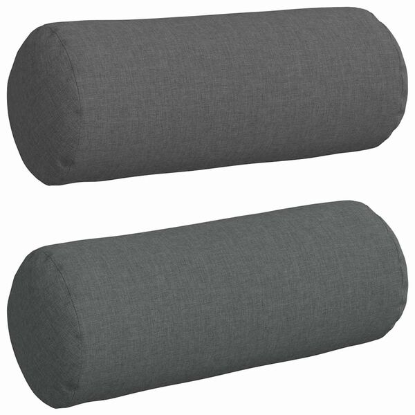 vidaXL Bolsterkuddar 2 pcs M&ouml;rkgr&aring; &Oslash; 15 x 40 cm tyg