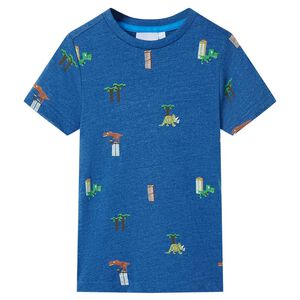 vidaXL T-shirt f&ouml;r barn m&ouml;rkbl&aring; melerad 104