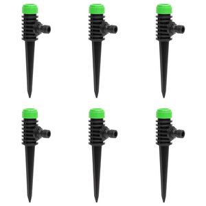 vidaXL Roterande sprinkler 6 st gr&ouml;n och svart 3x6x19,5 cm ABS & PP