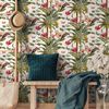 DUTCH WALLCOVERINGS Tapet tropisk palm gr&ouml;n och rosa