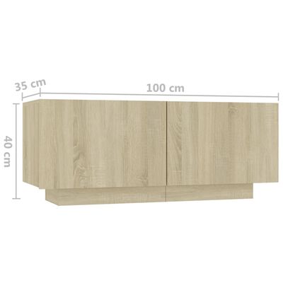 vidaXL Sängbord sonoma-ek 100x35x40 cm konstruerat trä