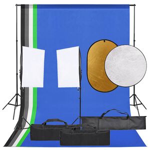 vidaXL Fotostudio med lampor, bakgrund och reflexsk&auml;rm