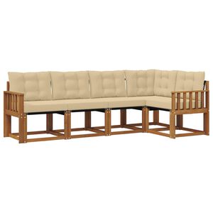 vidaXL Utomhussoffset med kudde 5 pcs Naturlig och Beige