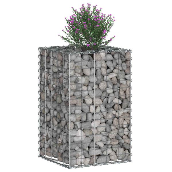 vidaXL Gabion upph&ouml;jd s&auml;ng Silver 50 x 50 x 80 cm Galvaniserat St&aring;l