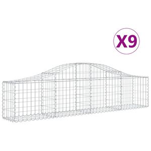 vidaXL Gabion b&aring;gformad 9 st 200x30x40/60 cm galvaniserat j&auml;rn