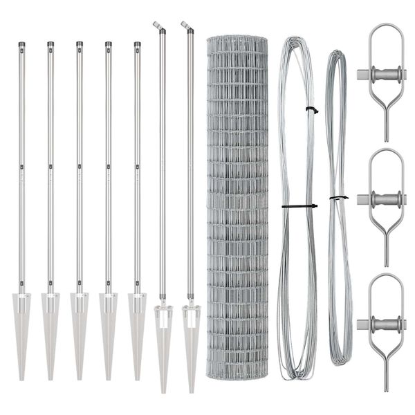 vidaXL St&auml;ngsel med stolpe Silver 1,5 x 10 m St&aring;l