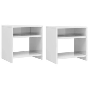 vidaXL S&auml;ngbord 2 st vit h&ouml;gglans 40x30x40 cm konstruerat tr&auml;