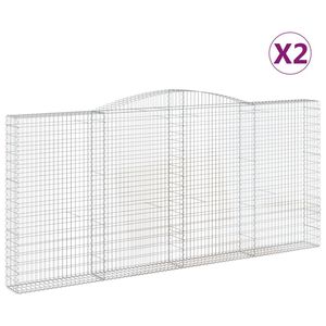 vidaXL Gabioner b&aring;gformade 2 st 400x30x180/200 cm galvaniserat j&auml;rn