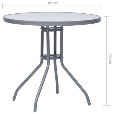 vidaXL Trädgårdsbord ljusgrå 80 cm stål och glas