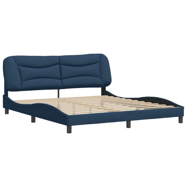 vidaXL Bed Frame without Mattress "Hvar" Blue 180x200 cm Fabric