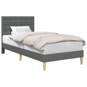 vidaXL S&auml;ngram med huvudgavel M&ouml;rkgr&aring; 90 x 190 cm Tyg