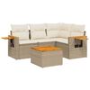 vidaXL Soffgrupp f&ouml;r tr&auml;dg&aring;rden med dynor 5 delar beige konstrotting