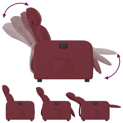 vidaXL Elektrisk reclinerfåtölj vinröd tyg