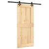 vidaXL Skjutd&ouml;rr Naturlig och svart 90 x 210 cm Massiv furutr&auml;d&ouml;rr