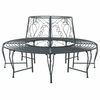vidaXL Tr&auml;db&auml;nk 8-Antal sittplatser &Oslash; 160 x 89 cm St&aring;l Silvergr&aring; Rund