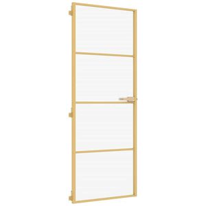 vidaXL Innerd&ouml;rr guld 76x201,5 cm h&auml;rdat glas och aluminium slim