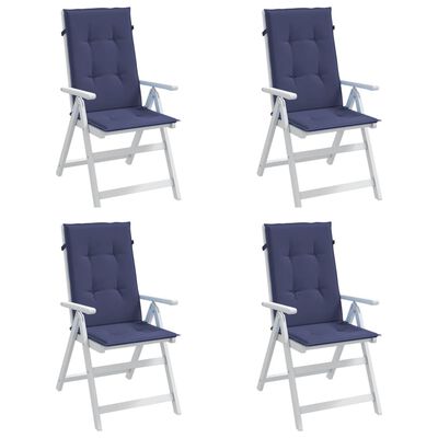vidaXL Stolsdynor för stolar med hög rygg 4 st marinblå tyg