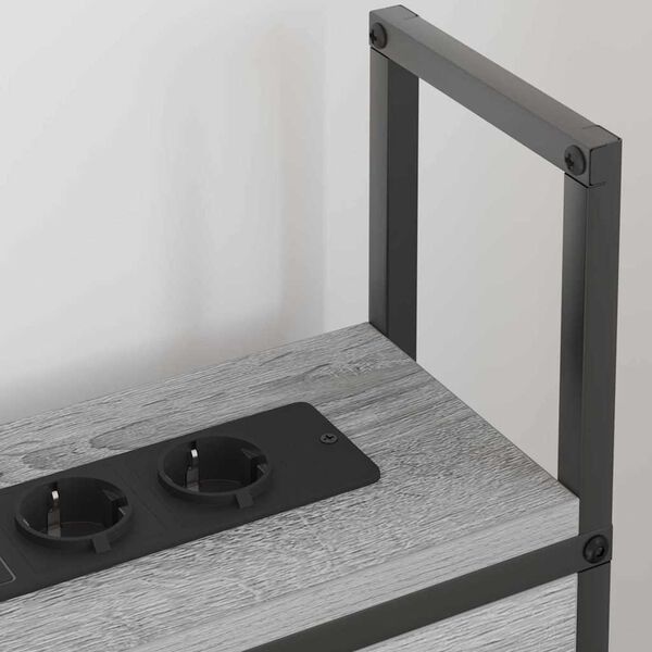 vidaXL Förvaringsgavel med Laddstation med hylla Grå sonoma 75 cm