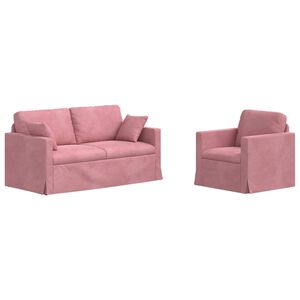 vidaXL Soffset 2 pcs Rosa 158 x 78 x 80 cm Sammet