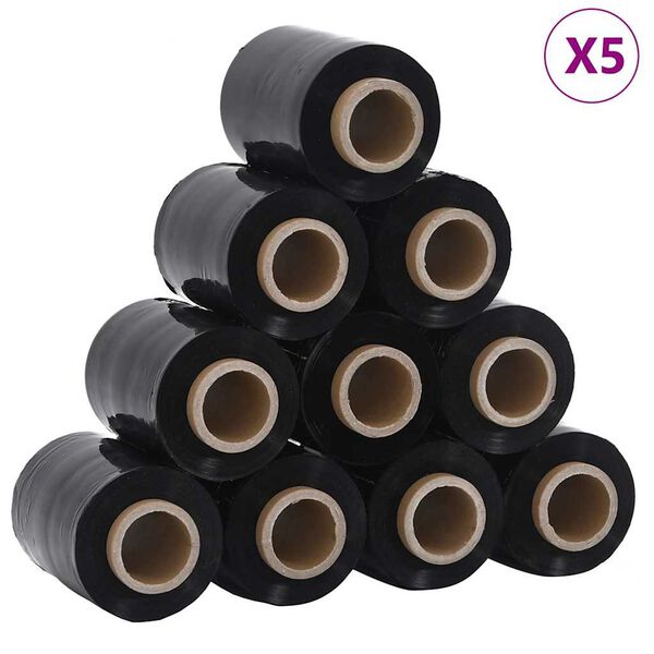 vidaXL Sträckfilm 50 st svart 23 μm 10 cm x 150 m