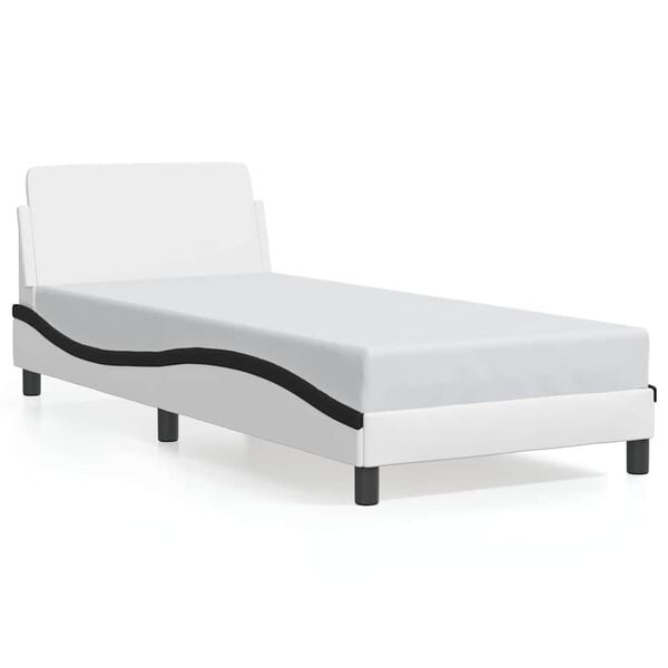 vidaXL Bed Frame "Dover" White&Black 90x200 cm Faux Leather
