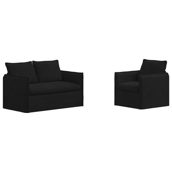 vidaXL Soffa 2 pcs Svart