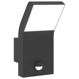 vidaXL Utomhusv&auml;gglampa LED med sensor svart gjuten aluminium