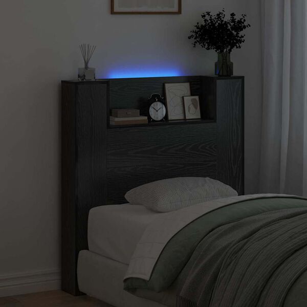 vidaXL Huvudgavel Svart Ek 100 x 15 x 103,5 cm Konstruerat trä