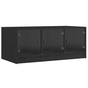 vidaXL Soffbord med glasd&ouml;rrar svart 102x50x42 cm