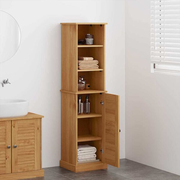 vidaXL Badrumsm&ouml;belset VIGO 2 pcs Brun och honungsgul Massiv furu