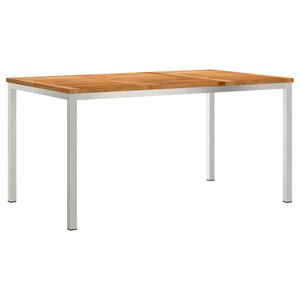 vidaXL Matbord 150x90x75 cm Massivt teaktr&auml; och rostfritt st&aring;l