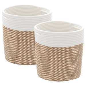 vidaXL F&ouml;rvaringskorgar 2 st brun och vit &Oslash;28x28 cm bomull